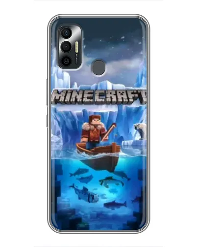 Чехол для TECNO Spark 7P с картинкой «Minecraft ледяной мир»