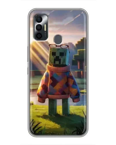 Чехол для TECNO Spark 7P с картинкой «Крипер в свитере»