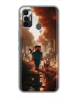 Чехол для TECNO Spark 7P с картинкой «Стив в лесу»