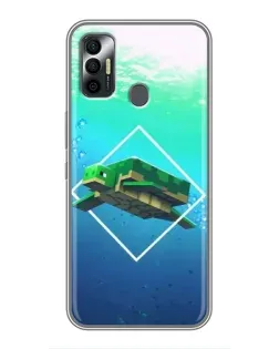 Чехол для TECNO Spark 7P с картинкой «Черепаха Minecraft»