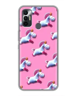 Чехол для TECNO Spark 7P с картинкой «Единороги на розовом»