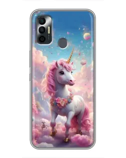 Чехол для TECNO Spark 7P с картинкой «Единорог среди облаков»