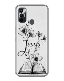 Чехол для TECNO Spark 7P с картинкой «Цветы и Библия»