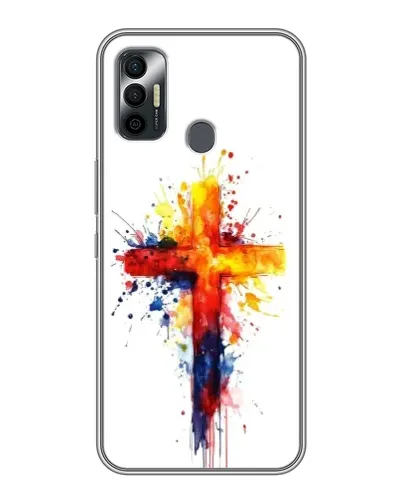 Чехол для TECNO Spark 7P с картинкой «Акварельный крест»