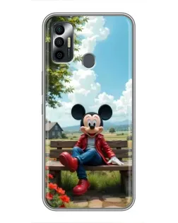 Чехол для TECNO Spark 7P с картинкой «Микки на скамейке»