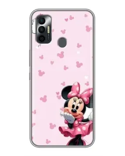 Чехол для TECNO Spark 7P с картинкой «Минни Маус и сердечки»