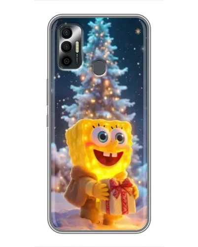 Чехол для TECNO Spark 7P с картинкой «Рождественский Спанч Боб» Чехол для TECNO Spark 7P с картинкой «Рождественский Спанч Боб»