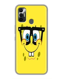 Чехол для TECNO Spark 7P с картинкой «Минималистичный Спанч Боб»