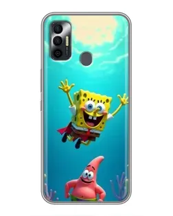 Чехол для TECNO Spark 7P с картинкой «Спанч Боб под водой»