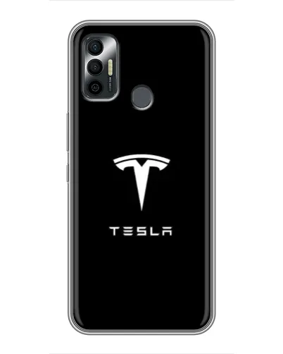 Чехол для TECNO Spark 7P с картинкой «Tesla White Logo»