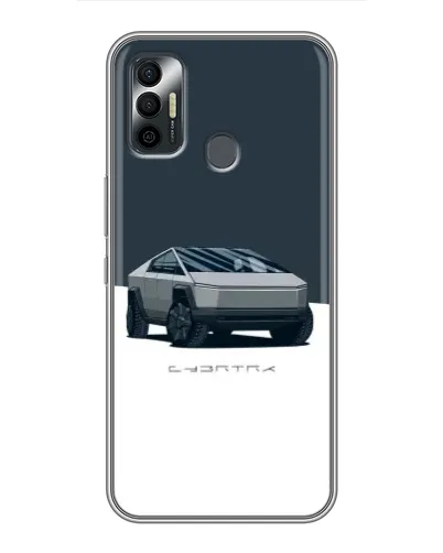 Чехол для TECNO Spark 7P с картинкой «Серебристый Cybertruck Tesla»