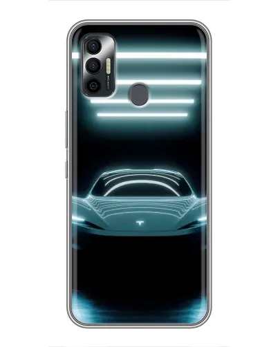 Чехол для TECNO Spark 7P с картинкой «Tesla в неоне»