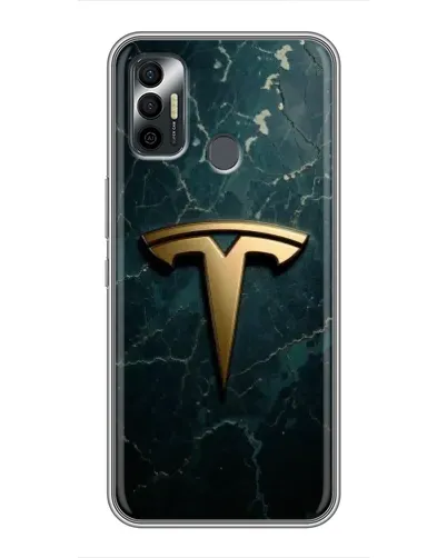 Чехол для TECNO Spark 7P с картинкой «Мраморная Tesla Gold»