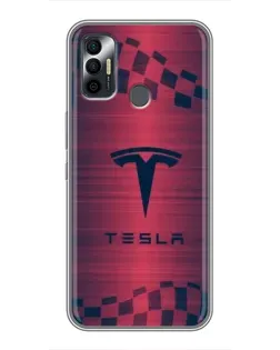 Чехол для TECNO Spark 7P с картинкой «Тесла красный карбон» Чехол для TECNO Spark 7P с картинкой «Тесла красный карбон»