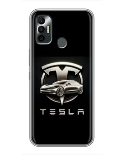 Чехол для TECNO Spark 7P с картинкой «Tesla — серебристое авто» Чехол для TECNO Spark 7P с картинкой «Tesla — серебристое авто»