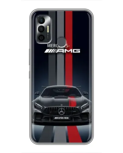 Чехол для TECNO Spark 7P с картинкой «Mercedes — белый карбон»