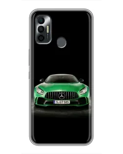 Чехол для TECNO Spark 7P с картинкой «Mercedes — неоновый лого»