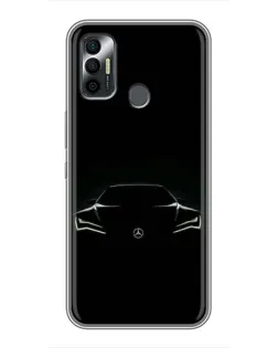 Чехол для TECNO Spark 7P с картинкой «Mercedes — силуэт авто» Чехол для TECNO Spark 7P с картинкой «Mercedes — силуэт авто»