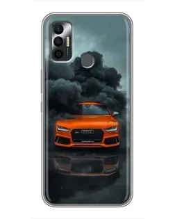 Чехол для TECNO Spark 7P с картинкой «Audi в облаках дыма»
