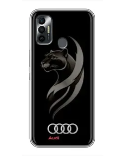 Чехол для TECNO Spark 7P с картинкой «Графика — пантера и Audi»