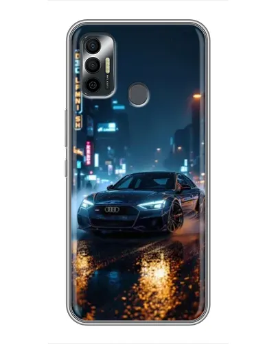 Чехол для TECNO Spark 7P с картинкой «Ночной город и Audi»