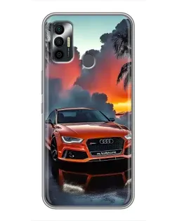 Чехол для TECNO Spark 7P с картинкой «Audi — закат»