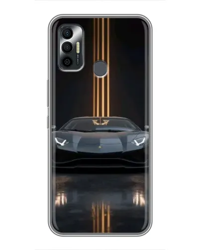 Чехол для TECNO Spark 7P с картинкой «Lamborghini золотые линии»
