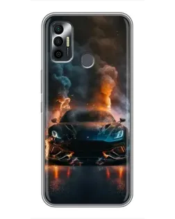 Чехол для TECNO Spark 7P с картинкой «Lamborghini дымная эстетика»