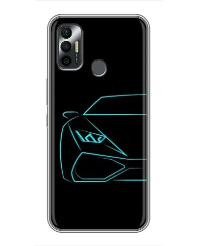 Чехол для TECNO Spark 7P с картинкой «Голубой силуэт Lamborghini»