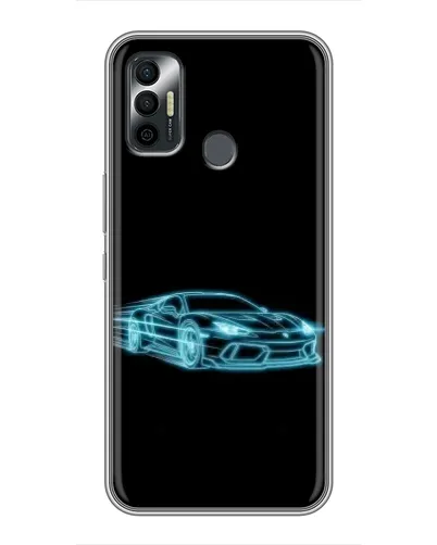 Чехол для TECNO Spark 7P с картинкой «Неоновый контур Lamborghini»