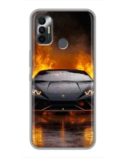Чехол для TECNO Spark 7P с картинкой «Lamborghini в огне»