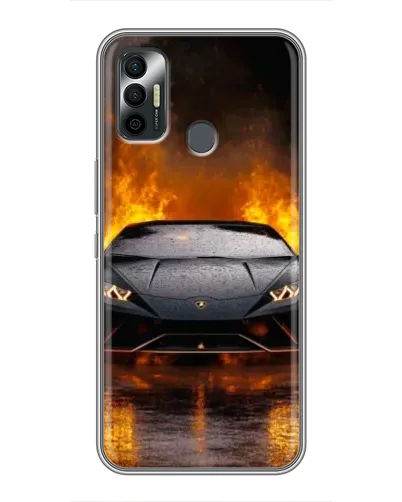Чехол для TECNO Spark 7P с картинкой «Lamborghini в огне»
