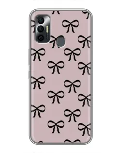 Чехол для TECNO Spark 7P с картинкой «Черные бантики»