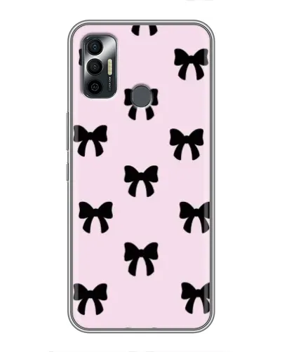 Чехол для TECNO Spark 7P с картинкой «Черные банты Coquette»