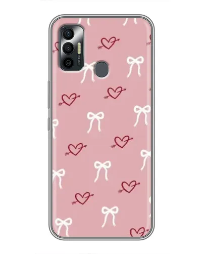 Чехол для TECNO Spark 7P с картинкой «Сердца и банты»