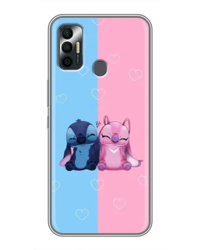 Чехол для TECNO Spark 7P с картинкой «Stitch и Angel Love»