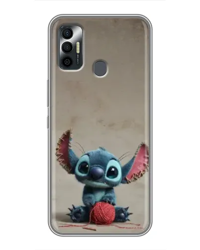 Чехол для TECNO Spark 7P с картинкой «Стич на коричневом фоне»