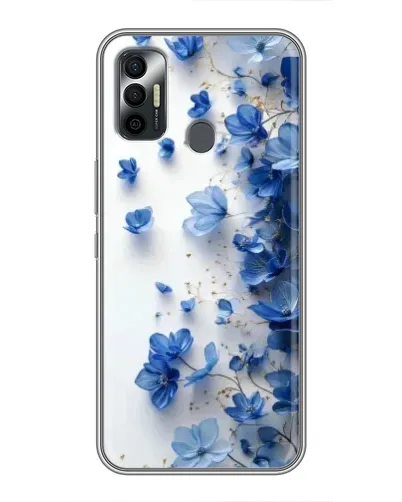 Чехол для TECNO Spark 7P с картинкой «Голубой цветочный каскад»