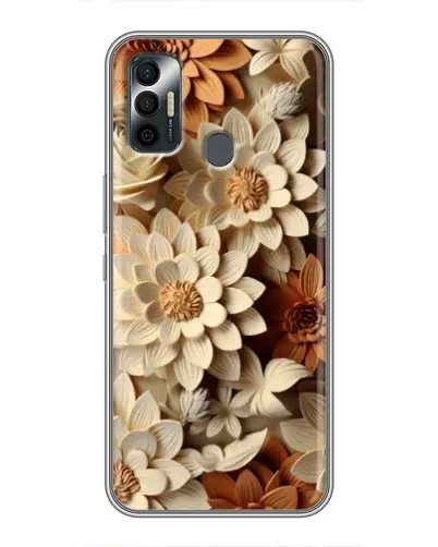 Чехол для TECNO Spark 7P с картинкой «Бежевый флористический декор»