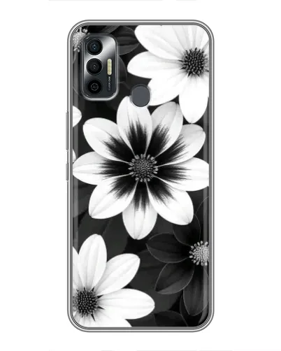 Чехол для TECNO Spark 7P с картинкой «Монохромные астры»