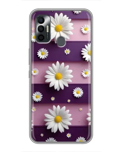 Чехол для TECNO Spark 7P с картинкой «Ромашки на фиолетовом»