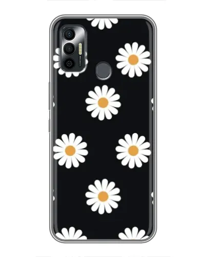 Чехол для TECNO Spark 7P с картинкой «Ромашки на черном»