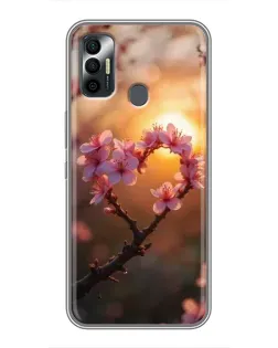 Чехол для TECNO Spark 7P с картинкой «Розовый цвет сердце на фоне заката» Чехол для TECNO Spark 7P с картинкой «Розовый цвет сердце на фоне заката»
