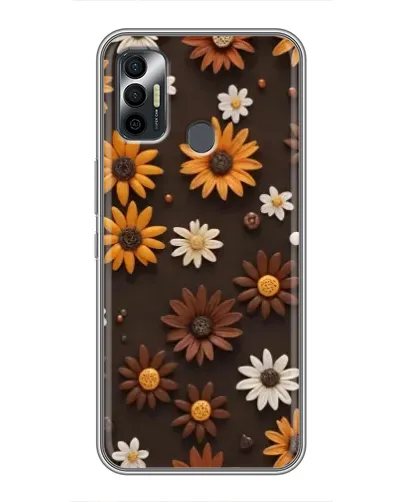 Чехол для TECNO Spark 7P с картинкой «Узор из маленьких подсолнухов»