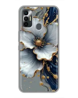 Чехол для TECNO Spark 7P с картинкой «Белый цветок и золотой флюид» Чехол для TECNO Spark 7P с картинкой «Белый цветок и золотой флюид»