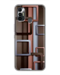 Чехол для TECNO Spark 7P с картинкой «Коричневые объемные квадраты» Чехол для TECNO Spark 7P с картинкой «Коричневые объемные квадраты»