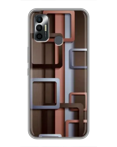 Чехол для TECNO Spark 7P с картинкой «Коричневые объемные квадраты»
