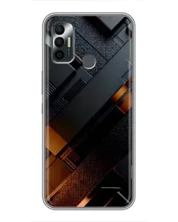 Чехол для TECNO Spark 7P с картинкой «Черные геометрические блоки»