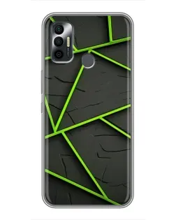 Чехол для TECNO Spark 7P с картинкой «Зеленые геометрические линии»