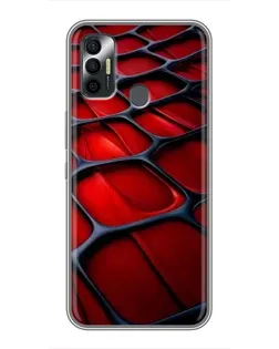 Чехол для TECNO Spark 7P с картинкой «Красная глянцевая сетка»